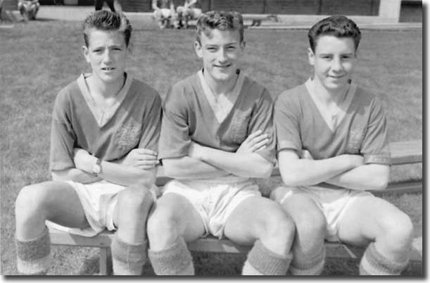 16-year-old Norman Hunter, Rod Johnson and Stuart Silverwood in their days as Elland Road juniors in 1961