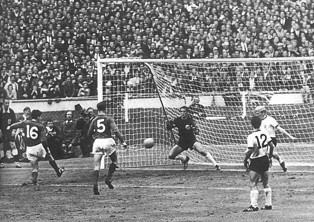 Jack is close on hand as Martin Peters scores England's second goal
