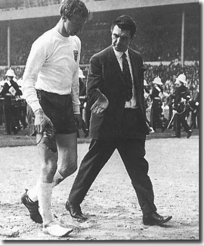 Jack limps off at half time in England's defeat against Scotland in 1967