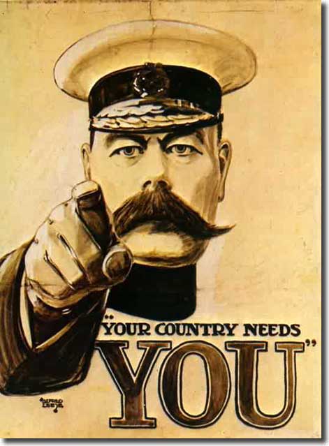 The iconic recruitment poster featuring War Minister Lord Kitchener