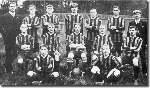 The Hull City side that pushed so hard for promotion in 1910 - McQuillan is to the right of the front row