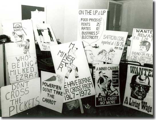 Miners' placards from 1972