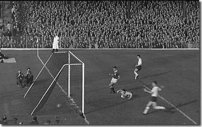 Mike O'Grady (top) nets his first goal for England against Northern Ireland in October 1962