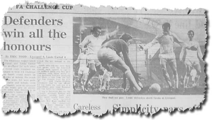 The Guardian of 7 February 1972 reports on United's draw at Anfield at the weekend
