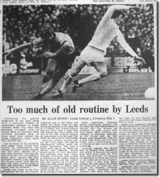 The Guardian of 23 October 1972 reports on United's weekend draw at home to Coventry