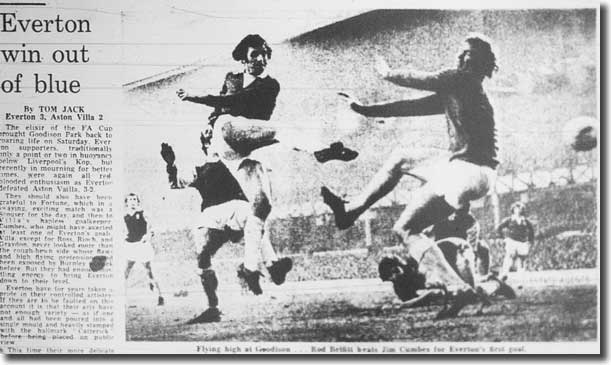 The Guardian of 15 January 1973 captures Rod Belfitt scoring in Everton's 3-2 FA Cup victory over Aston Villa