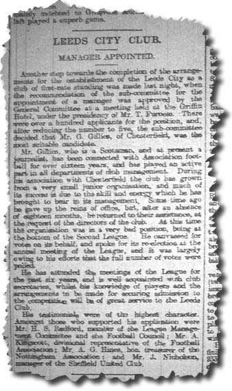 Leeds Mercury 7 March 1905 - The appointment of Gilbert Gillies as the first Leeds City manager