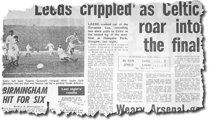 The Daily Mirror of 16 April 1970 features the previous evening's Euro clash between Celtic and Leeds