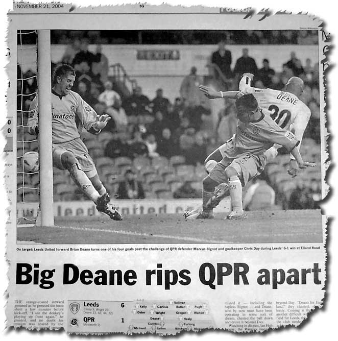 Sunday Times 21 November 2004 - Brian Deane scores the second of his four goals