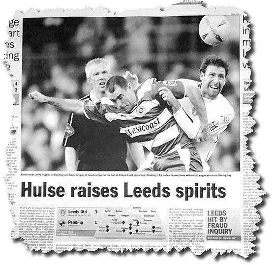 Sunday Times from 13 February 2005 carrying the story of the previous day's defeat of Reading, featuring a picture of Sean Gregan