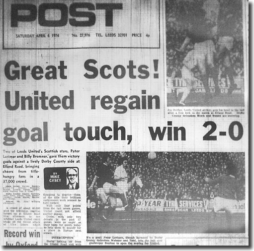 The Yorkshire Evening Post of 6 April reports on the defeat of Derby