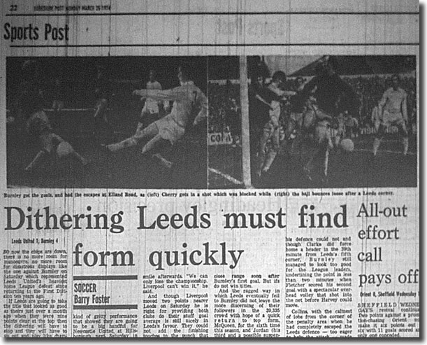 The Yorkshire Post of 25 March 1974 features the previous Saturday's game