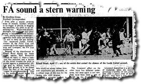 The Times of 11 June 1971 carries the news of Leeds United's ground closure