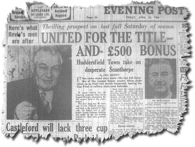 Yorkshire Evening Post 24 April 1964 - Leeds challenging for title - Jim Baker, captain of the 1923-24 Division Two winning side, with his medal