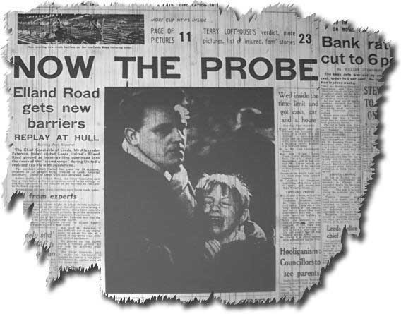 The Yorkshire Evening Post of 16 March 1967 carries the news of the previous evening's near disaster at Elland Road