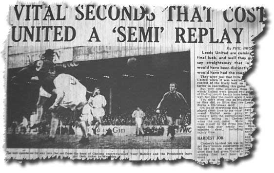 The Yorkshire Evening Post of 29 April features the Chelsea-Leeds semi final and Tony Hateley's winning goal