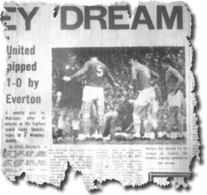 Yorkshire Evening Post of 27 April 1968 - Everton skipper Brian Labone appeals to referee David Smith while Colin Harvey receives treatment - it was a brutal clash