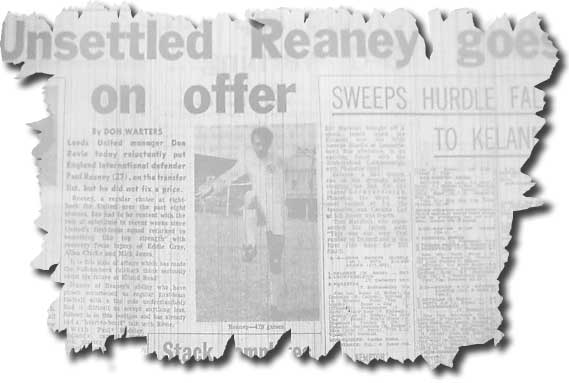 The Yorkshire Evening Post of 28 December reports on the transfer listing of Paul Reaney