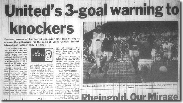The Yorkshire Evening Post of 27 August 1973 features United's defeat of Everton two days earlier