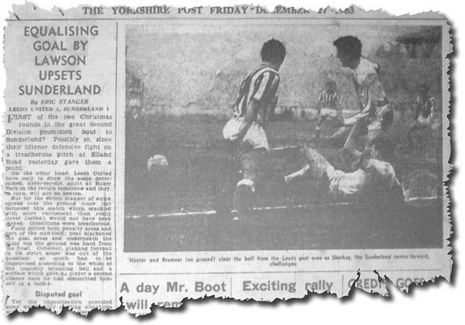 Yorkshire Post 27 December 1963 - Leeds 1 Sunderland 1 - Bremner and Hunter keep Sunderland at bay