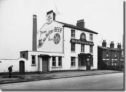 The New Peacock Inn, pictured in 1963, was owned by Bentley's Yorkshire Brewery (like the Old Inn) and was close to the Elland Road ground. It was at one time owned by John Charles