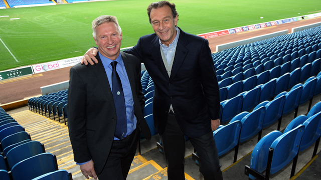 Adam Pearson, here welcomed to Leeds  by Massimo Cellino, was a moderating influence on the erratic Italian
