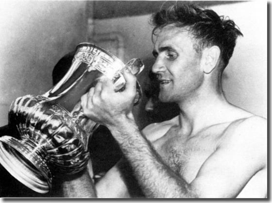Don Revie takes a drink from the FA Cup he helped win for Manchester City in 1956