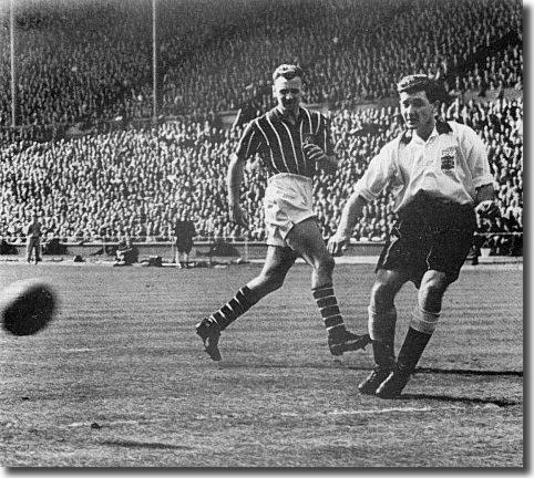 Revie in action in the 1956 FA Cup Final