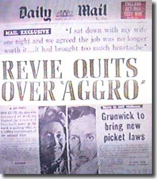 The front cover of the Daily Mail features Don Revie's decision to quite England