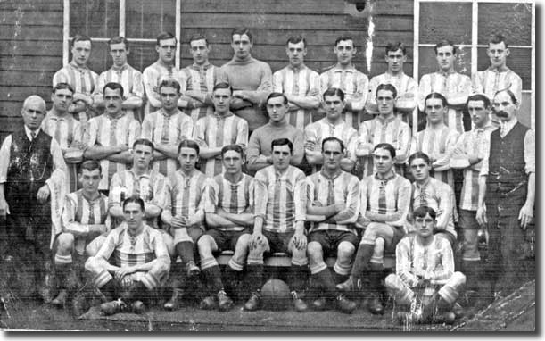 Tom Cawley is fourth from the left in the back row of this Sheffield Wednesday team group from 1912