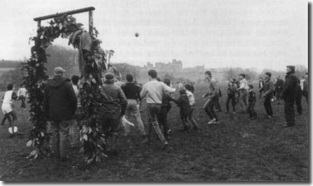 Traditional Shrove Tuesday football in Alnwick, Northumberland