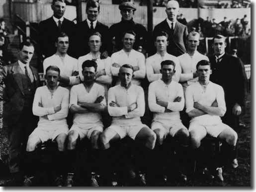 Walker Hampson is third from the left in the middle row of this South Shields group line up from 1919